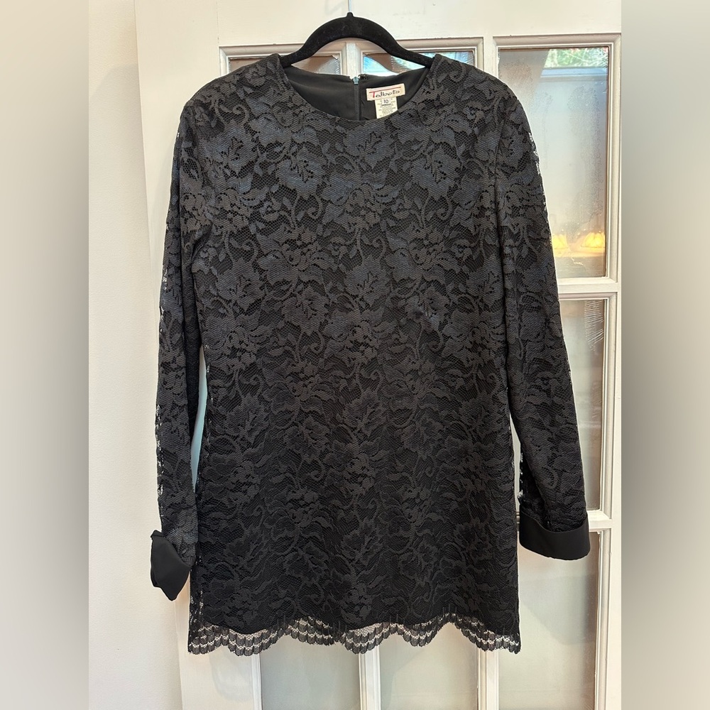 Vintage Talbots Classic Timeless Black Lace Whimsigoth Mini Dress Size 10 Med